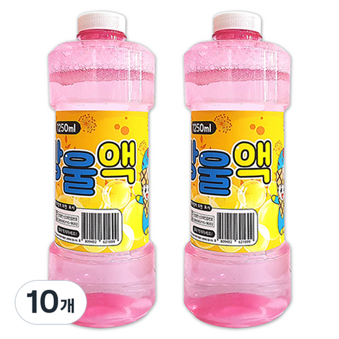 애들랜드 대용량 버블건 리필용 비눗방울액 1.25L, 혼합색상, 10개