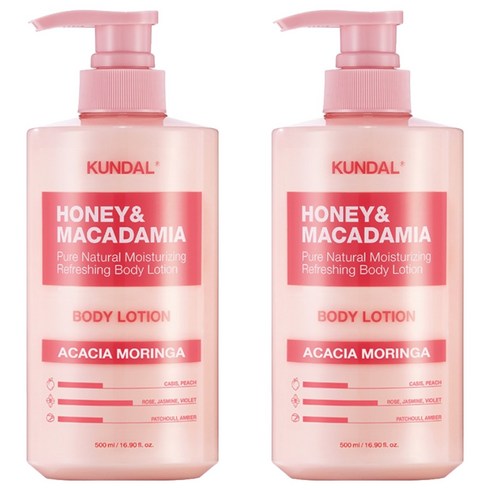 쿤달 허니 앤 마카다미아 퓨어 바디로션 아카시아모링가향, 500ml, 2개