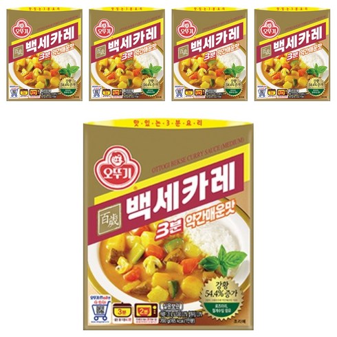 오뚜기3분 백세카레 약간매운맛, 5개, 200g