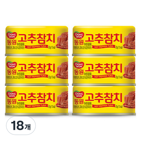 동원참치 고추 참치, 85g, 18개
