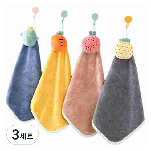 소니오 러블리 포인트 소프트 핸드타월 30 x 30 cm 4종 세트, 13 후르츠, 3세트