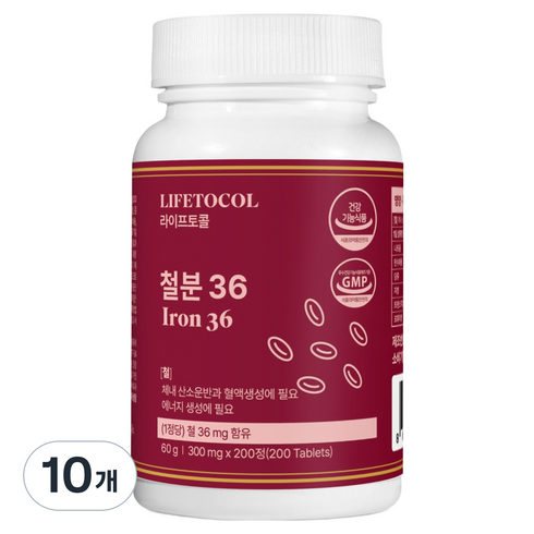 라이프토콜 철분 36 60g, 10개, 200정