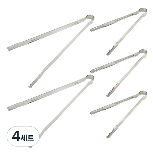 코코렉스 바베큐 집게 33cm 2p + 악어 스텐집게 25cm 3p, 혼합 색상, 4세트