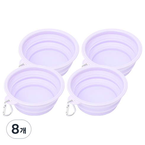 애와니 반려동물 접이식 애견휴대용식기 S 350ml, 퍼플, 8개
