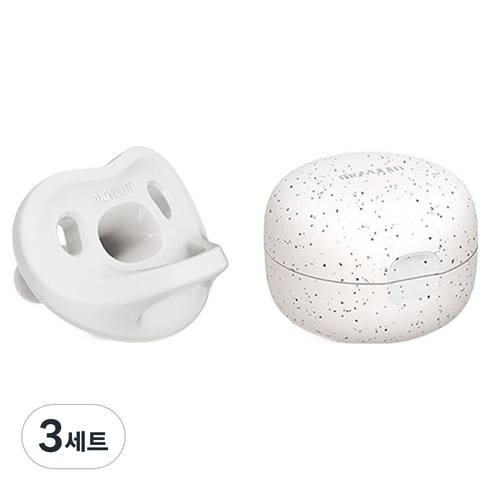 모윰 올 실리콘 마카롱 노리개젖꼭지 + 전용 케이스, 3단계(6개월이상), 화이트, 3세트