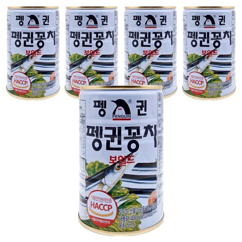 펭귄 꽁치 보일드 통조림, 400g, 5개