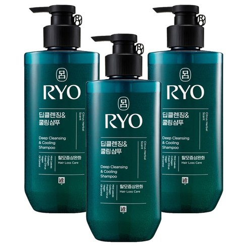 려 청아 딥 클렌징 앤 쿨링 탈모증상완화 샴푸 시트러스향, 480ml, 3개