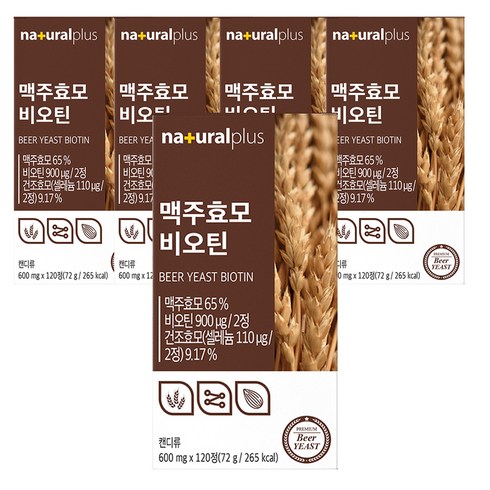 내츄럴플러스 맥주효모 비오틴, 120정, 5개