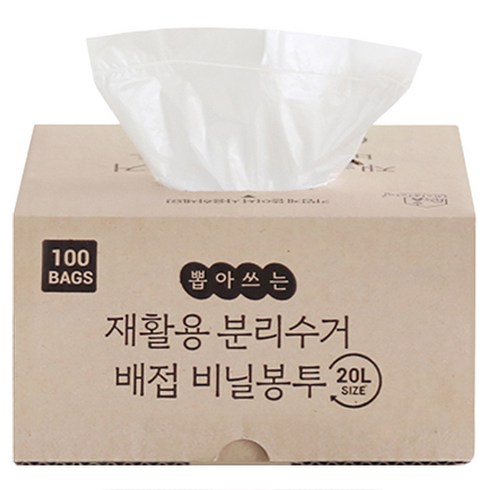 네이쳐리빙 뽑아쓰는 티슈형 분리수거 배접 비닐봉투 100p, 20L, 1개