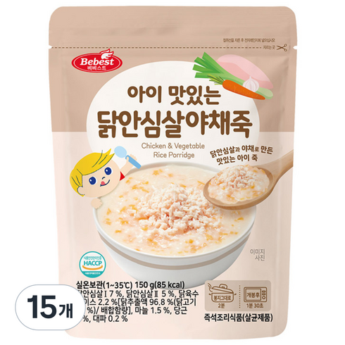 베베스트 아이 맛있는 닭안심살 야채죽, 닭고기, 15개, 150g