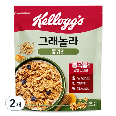 켈로그 통귀리 그래놀라 시리얼, 500g, 2개