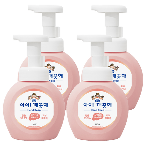 아이깨끗해 항균 폼 핸드솝 복숭아향, 250ml, 4개