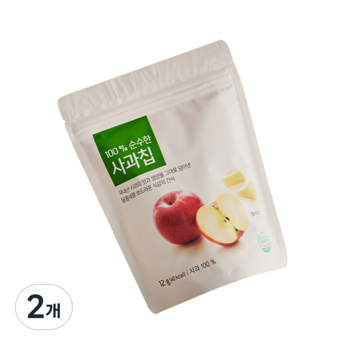 올가홀푸드 유아용 100% 순수한 사과칩 12g, 2개