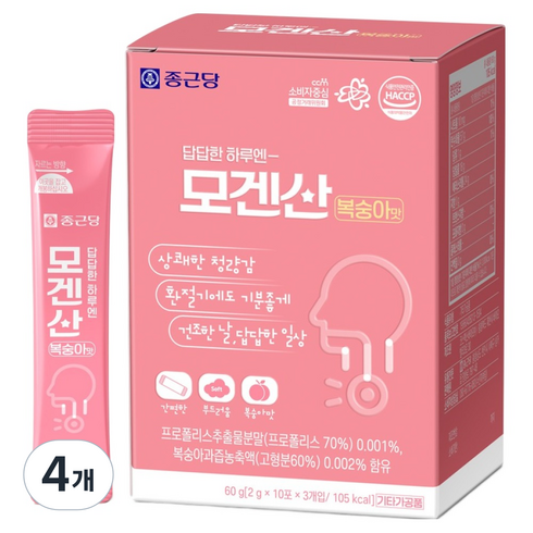 종근당 모겐산 복숭아맛, 30회분, 4개