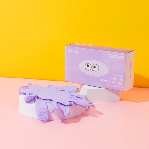 더블세이프 다용도 니트릴 장갑 100P, 연보라, S, 1개