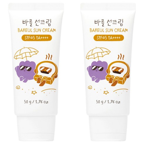 FRANKLIIN 브레드이발소 아기 바를 선크림 SPF45 PA++++, 2개, 50ml