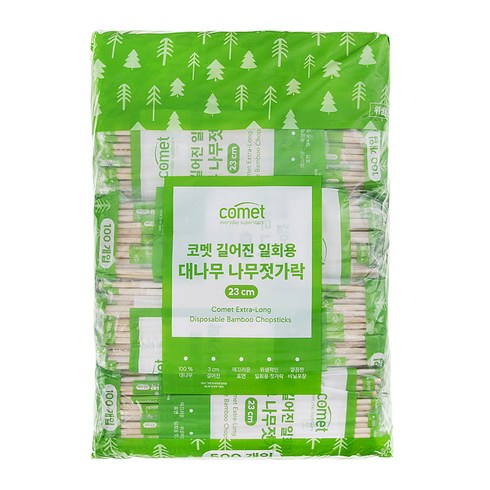 코멧 길어진 일회용 대나무 나무젓가락 23cm, 1개, 500개입