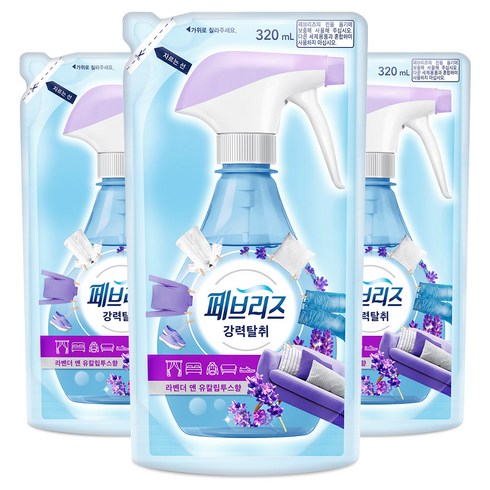페브리즈 섬유탈취제 라벤더 앤 유칼립투스향 리필, 320ml, 3개