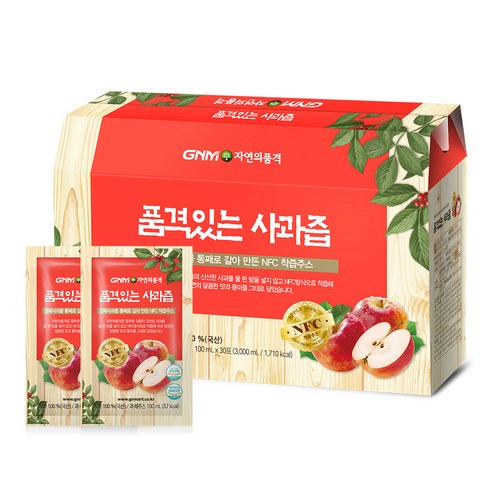 GNM자연의품격 품격있는 사과즙, 100ml, 30개