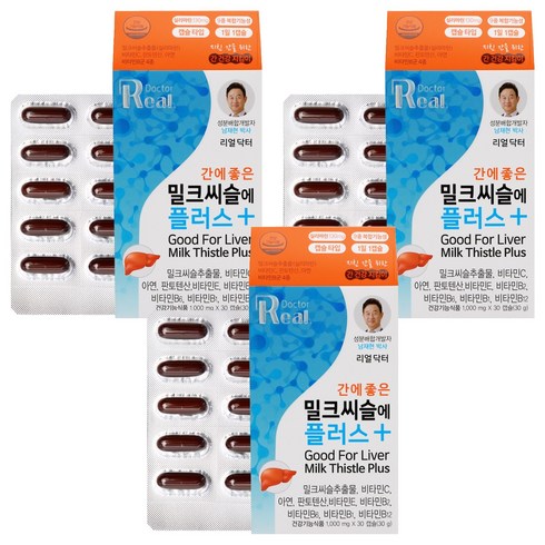 리얼닥터 간에 좋은 밀크씨슬에 플러스, 30정, 3개