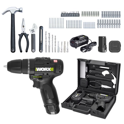 WORX 12V 충전 드릴 전동 드라이버 세트 WE211.4, 1개