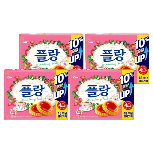 청우식품 플랑 딸기 타르트 쿠키, 176g, 4개