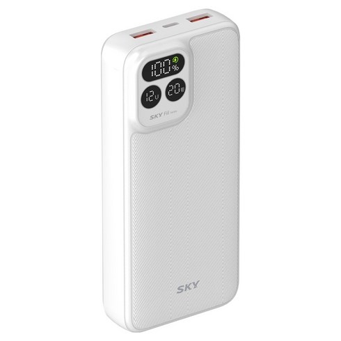 SKY 필 PD20 LCD 디스플레이 고속 충전 보조배터리 20000mAh 22.5W, SKY-PD20, 화이트