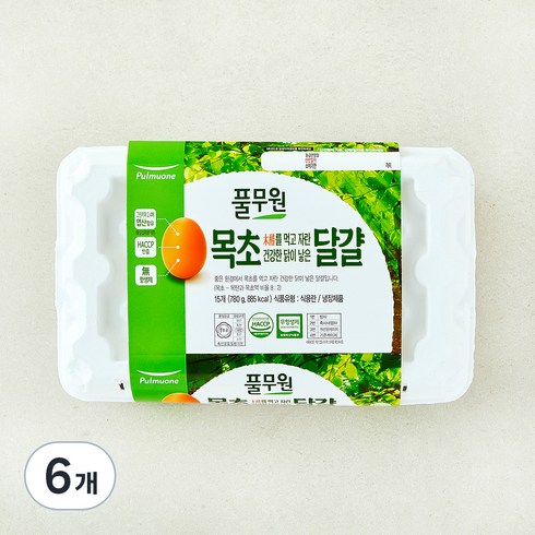 풀무원 1+등급 무항생제 목초란, 15구, 6개