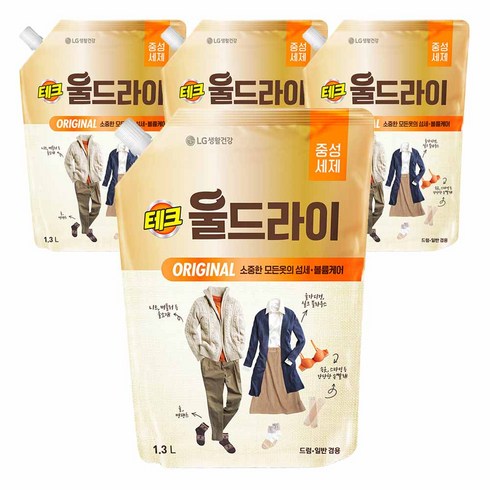 테크 울드라이 오리지널 중성세제 리필, 1.3L, 4개