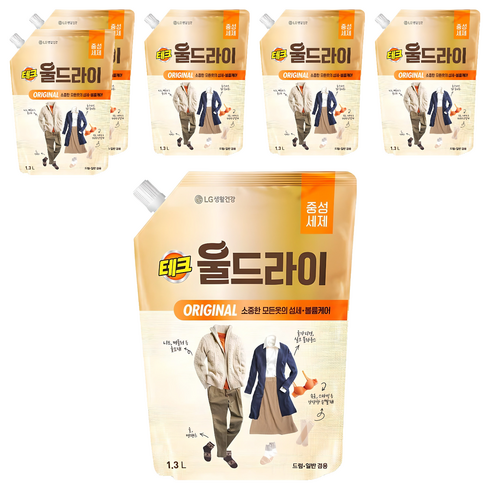 테크 울드라이 오리지널 중성세제 리필, 1.3L, 6개