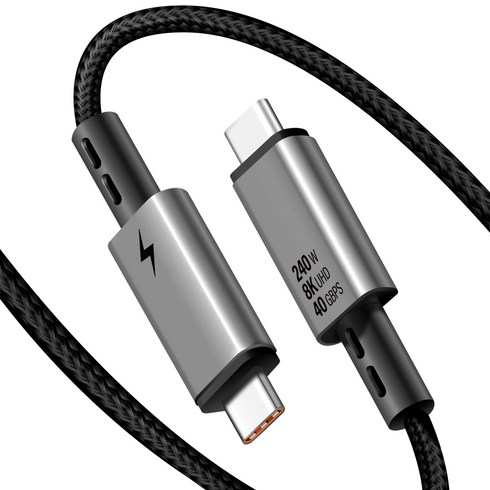 홈플래닛 C타입-C타입 USB4.0 8K 썬더볼트4 호환 240W 40Gbps 고속충전 데이터 케이블, 블랙, 1개, 2m