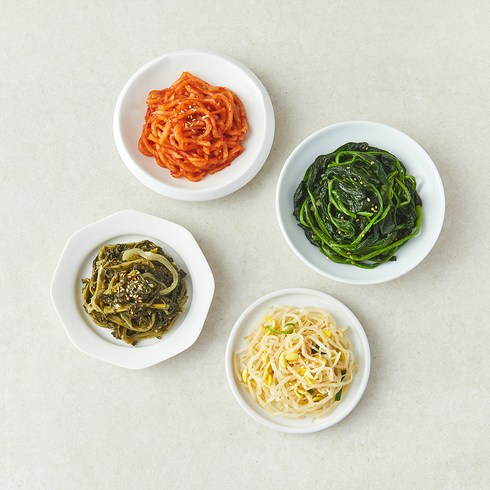 집반찬연구소 빛깔고운 알록달록 사색나물 들깨시래기볶음+무생채+콩나물무침+시금치나물, 300g, 1세트