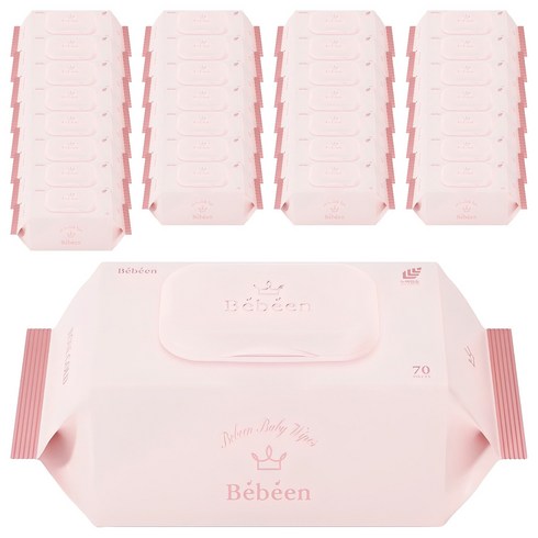 Bebeen 로즈 골드 유아물티슈 캡형, 75g, 70매, 60개