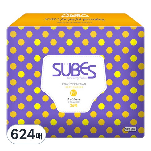 슈베스 노블레스 밴드형 기저귀 아동공용, 중형(M), 624매