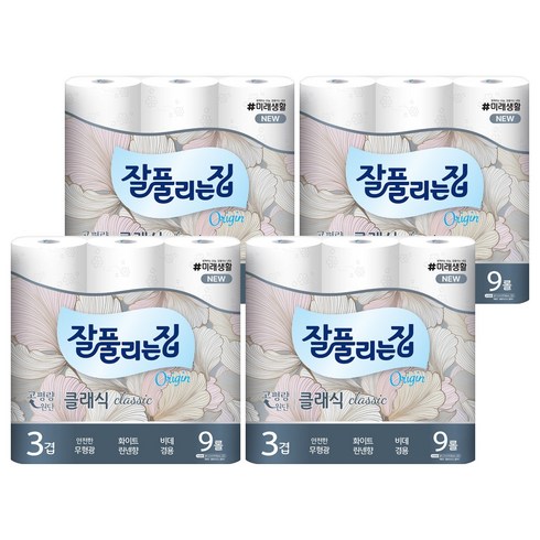 잘풀리는집 뉴 클래식 화장지, 27m, 9개입, 4개