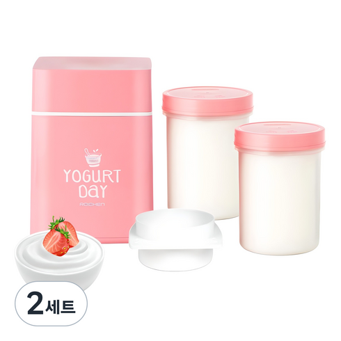 로이첸 요거트 데이 메이커 + 발효용기 2p, 핑크, 2세트
