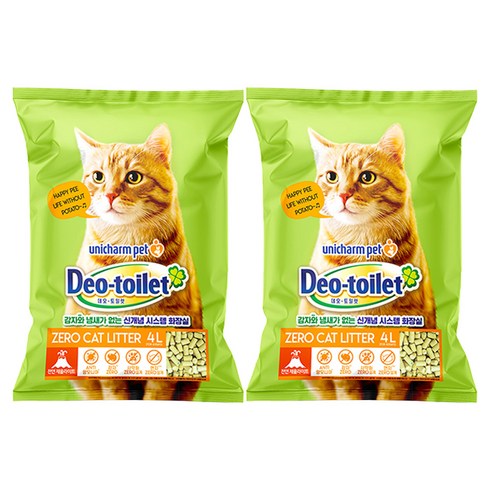 유니참데오토일렛 사막화방지 고양이 모래, 4L, 2개, 무향