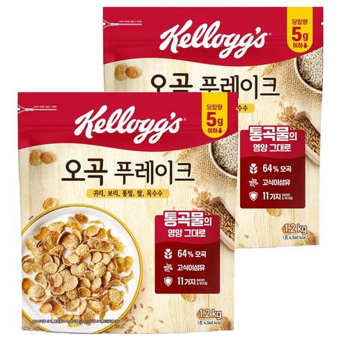 켈로그 오곡 푸레이크 시리얼, 1.2kg, 2개