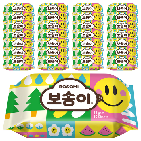 보솜이 펀앤플레이 라이트 물티슈 휴대용, 55g, 10매, 20개