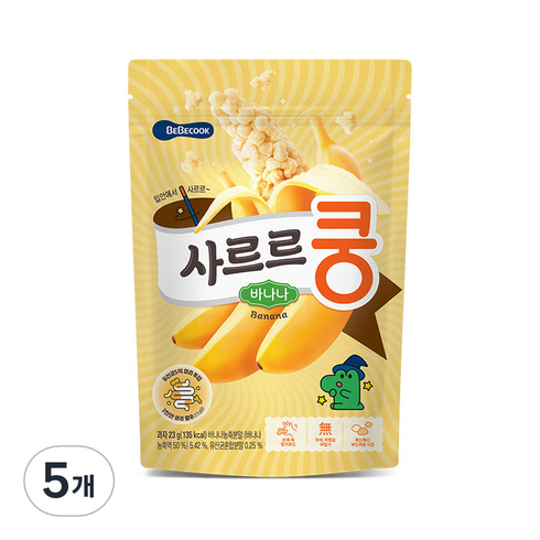 베베쿡 유아용 사르르쿵 과자, 바나나맛, 5개, 23g