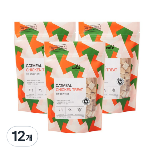 꼬뜨 캣밀 트릿 고양이 동결건조 간식, 치킨, 120g, 12개