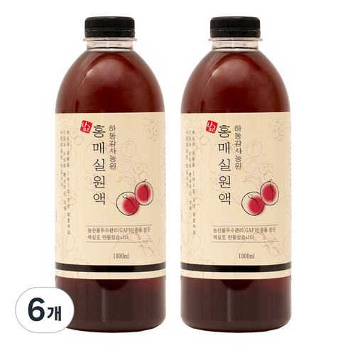 하동감사농원 홍매실원액, 1L, 6개