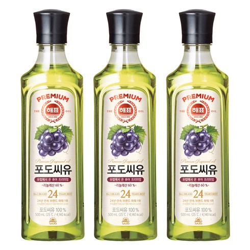 해표 포도씨유, 500ml, 3개