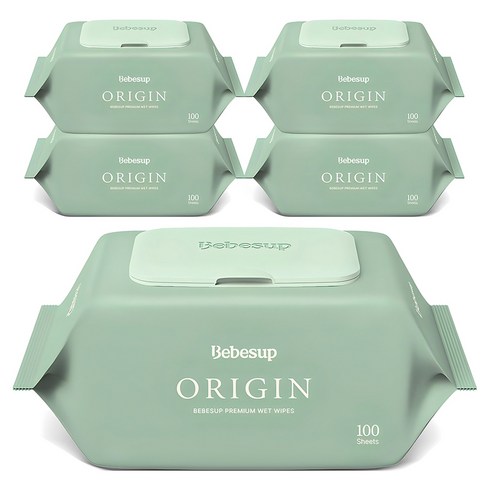 베베숲 오리진 물티슈 캡형, 50g, 100매, 5개