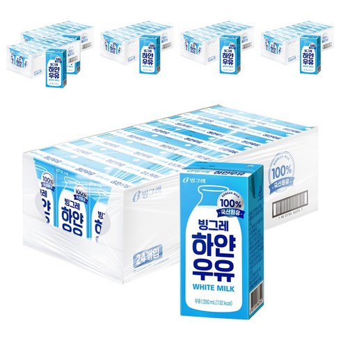 빙그레 하얀우유, 200ml, 144개