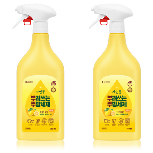 자연퐁 뿌려쓰는 주방세제 본품 레몬향, 750ml, 2개