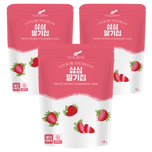 리틀스푼 동결건조 싱싱 딸기칩, 13g, 3개