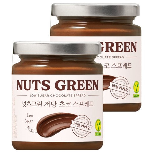 넛츠그린 저당 초코 스프레드, 2개, 200g