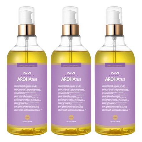 라온 아로하 트리즈 바디 오일 그레이프프롯 핑크 에센셜, 500ml, 3개