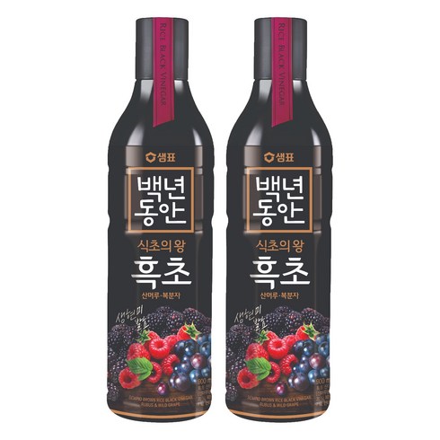 샘표 백년동안 산머루 복분자 현미발효 흑초, 900ml, 2개